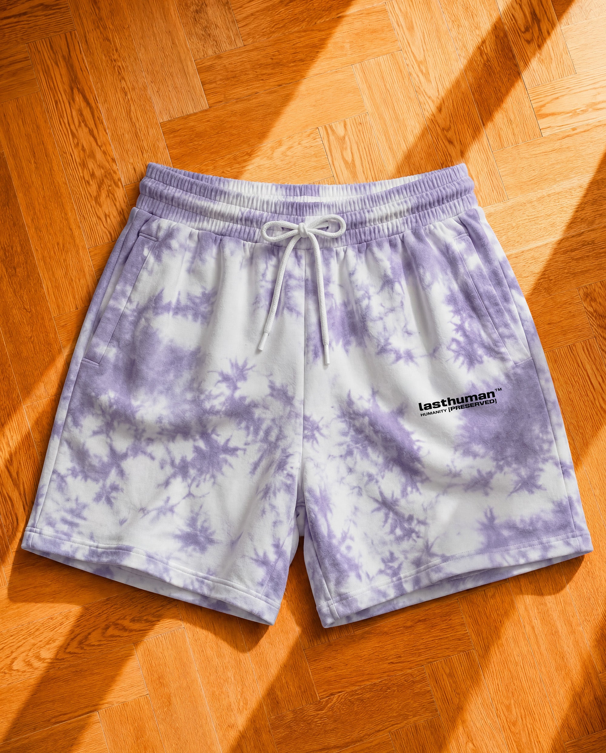 Human Error — Signature White & Lavender Terry Shorts
